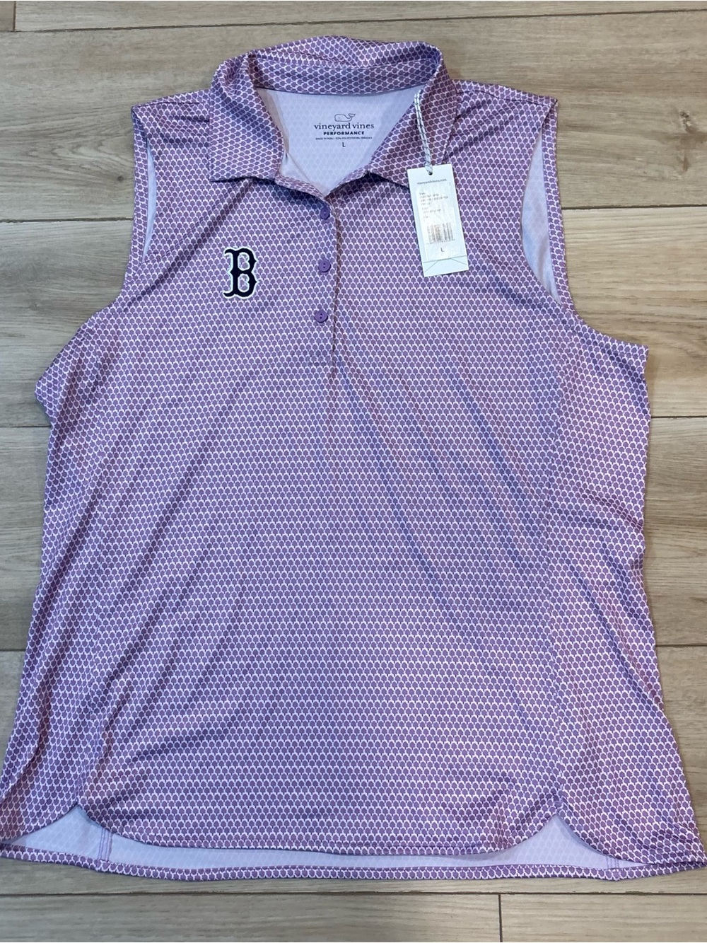 Boston Red Sox Vineyard Vines Performance Sleeveless Polo Large L NWT Purple W’s